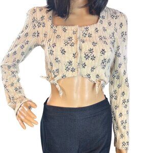 Dazy Womens Long Sleeve Cropped Cardigan Medium Snowflake Knit